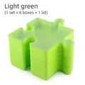 Set di 6 vassoi portapuzzle verde chiaro impilabili con coperchio trasparente protettivo - 691.2g (6 Scatole + 1 Coperchio) / Verde