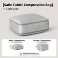 Light gray satin compression storage bag with handles for 3kg of bedding or clothes - Down Compression Storage Bag - Medium Grey