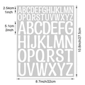 Detailed size chart for 1 and 2 inch waterproof vinyl alphabet stickers in capital letters - 22*27.5cm / White