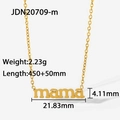 Golden stainless steel necklace featuring a Mama letter pendant with detailed dimensions - MAMA Letter