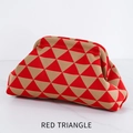 Pochette in maglia con motivi a triangolo rosso e design a nuvola a righe - Borsa a mano in maglia / Triangolo Rosso