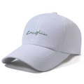 Gorra de béisbol blanca clásica con bordado verde para protección solar al aire libre - Ajustable / Blanco