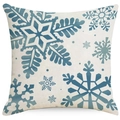 Vierkante linnen kussensloop met blauwe sneeuwvlokken voor kerst- en winterdecoratie - Donkerblauwe Sneeuwvlok
