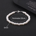 Detailed view of single layer 6mm white pearl bracelet with 20cm perimeter markings - 6mm Bead - 20cm Bracelet