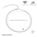 Elegante pulsera tennis de plata de ley S925 con circonitas 5A y cadena ajustable - 2.7mm / Plata 925 chapada en oro blanco