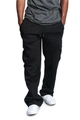 Détail du pantalon cargo noir en tricot avec grandes poches latérales et taille à cordon - M / Bas / Noir
