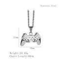Stainless steel game controller pendant necklace in silver finish with chain - 60cm Curb Chain / Silver