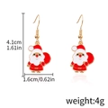 Christmas Santa Claus drop earrings with red enamel detail and size dimensions - Santa with Gift Bag (D1092)
