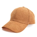 Classic brown corduroy baseball cap with an adjustable curved brim for men and women - Adjustable / Caramel color