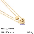 Collana a doppio strato placcata oro 18 carati con pendente a cuore Mom e zircone - Stile Doppio Strato Cuore mom Diamante (KN110813-KFC)