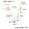 Detailed dimensions of stainless steel charm necklace with colorful oil drip pendants - Gold Red Bell Necklace (TXP287) / 41+5cm