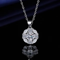 Elegant floral cluster pendant necklace with silver plating and radiant zircons - Xl-136 [with Cross Chain]