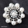 Silver sunflower brooch with white pearls and sparkling rhinestones 3.8x3.8cm size - Snowflake (Dual Purpose)
