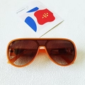 Occhiali da sole aviator oversize retrò con montatura arancione e lenti sfumate marroni - Arancione