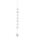 Detail of handmade macrame hanger featuring seven raw white natural crystal stones - White Crystal