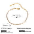 Detailed technical diagram showing 18K gold stainless steel tennis bracelet dimensions - Pave Zirconia Gold Style (JDB0112060-2)