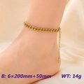 6mm gold-plated stainless steel Cuban link anklet for women with 50mm extension chain - Gold Wide Cuban Chain Style (KJ3974-Z)