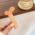 Creamy peach pink heart-shaped telephone wire hair ring with handmade engraving - Jelly Orange [Candy Heart]
