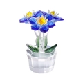 Elegant crystal flower ornament featuring three blue petals and yellow stamen on clear base - Maple Leaf Flower-Medium Blue