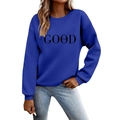 Royal blue crewneck sweatshirt with 'GOOD vibes' lettering print for a casual look - Blue