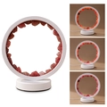 Natural Pink Quartz Crystal Round Night Light with White Base and USB Connection - Strawberry Quartz (white Frame With Three Colors) / Brown Kraft Paper Box Packaging (17*10.5*20.5cm)