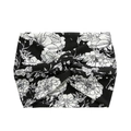Bohemian wide knotted headband featuring a classic black and white floral print - Black Floral