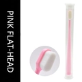 Pink flat head nano soft bristle toothbrush with portable transparent storage case - Flat Head Tube / Pink