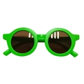 Toddler round sunglasses in vibrant lime green matte finish for children aged 1-8 - Frosted Luminous Green Frame Tea Lens