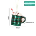 Green glass Christmas mug ornament with red glitter checks and a striped straw - Style 01-Green Plaid Mug