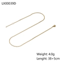 Minimalist gold snake bone chain necklace, length 38+5cm, with secure lobster clasp closure - S-Shaped Link Chain Style (LX00039D)