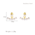 Golden fan-shaped stainless steel earrings with 18K gold plating and white pearls - Gold