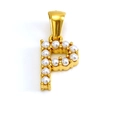 Elegant gold titanium pendant featuring the letter P set with lustrous white pearls - Letter P