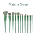 13-delige matcha groene make-up borstelset met zachte haren in OPP-verpakking - 13 Stuks / Matcha Groen Alleen Borstels