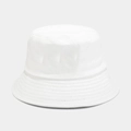 Minimalist white cotton bucket hat with premium multi-row stitching on the brim - M (56-58cm) / White