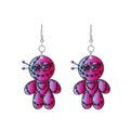 Gothic voodoo doll drop earrings with pink-purple-blue gradient acrylic finish - 08 Voodoo Doll
