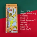 Yellow Christmas stationery gift set with scissors and pencils in a festive box - Christmas 616 Set - Yellow