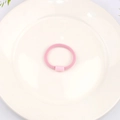 Pink elastic hair tie for kids with matching decorative round bead in pastel candy color - Pink