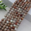 Perles rondes en pierre marbrée marron et grise pour la création de bijoux DIY - Pierre de l'Empereur