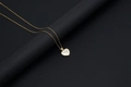 18k gold heart pendant necklace with white shell inlay and letter S engraving - Shell Heart Letter S (With Chain)