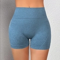 Pantaloncini da yoga senza cuciture a vita alta con effetto push-up e scritta - S / Verde petrolio