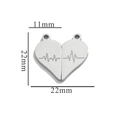 Silberner Herzanhänger aus Edelstahl mit Herzschlag-Gravur und Maßangaben - EKG Herzschlag Geteilter Stil / Silber-S2 EKG