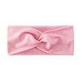 Pink twist headband for women, soft knitted elastic hair band, stylish wide head wrap accessory. - Lotus Pink