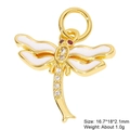Libellen-Anhänger mit weißem Emaille, Zirkonia-Steinen, Maße 16,7x18x2,1mm - Weißer Emaille Libellen-Stil (1)