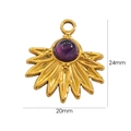 Goldener Sonnenstrahl-Anhänger mit lila Edelstein für Boho-Schmuckherstellung, 20x24mm - Amethyst