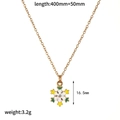 Detailed view of gold snowflake necklace with white enamel and product dimensions - Gold White Yellow Snowflake Necklace Style (TN60537-GN)