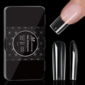 250pcs XXLong sculpted square nail tips in clear finish with ten size variations - 04 XXLong Square (250PCS/10 Sizes)