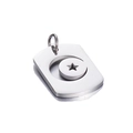 Polierter Edelstahl-Anhänger in Silber mit Ausschnitten von Mondsichel und Sternmotiv - Stahlfarbe Stern-Mond