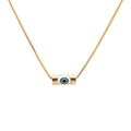 Minimalist gold Lucky Eye pendant necklace with blue and black enamel details on white background - Gold Tricolor Eye