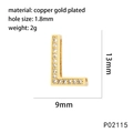 Close-up of golden letter L charm pendant with white zircon stones for jewelry making - L