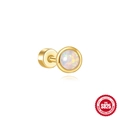 Clou d'oreille en argent 925 doré avec opale ronde et fermoir à vis à dos plat - Style 10 - Opale Ronde Dorée (Unique)